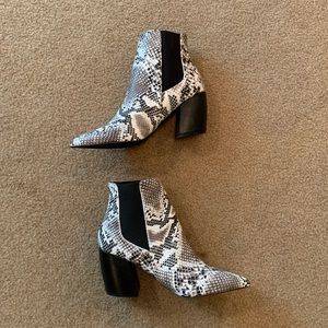 Qupid Snake Print Booties